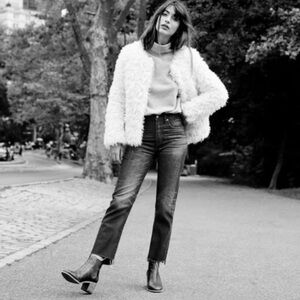 Sezane Ava Cream Faux Fur Jacket - size Large